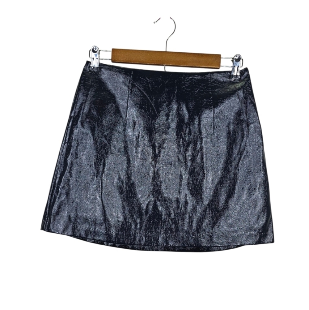 NWT Abercrombie & Fitch Vegan Leather Mini Skort Skirt Midnight Blue Size Small